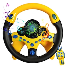 Kids Back‑Seat Driving Steering Wheel Toy – 360° Simulation Wheel with Lights, Music, Dashboard Sounds & Suction Cups, Educational Gift for Ages 3+