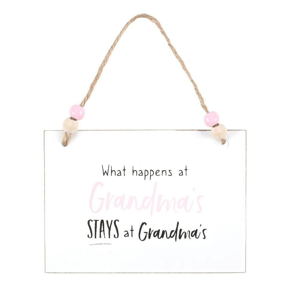 Something Different What Happens At Grandma´s Hanging Sign - White/Pink/Black - One Size
