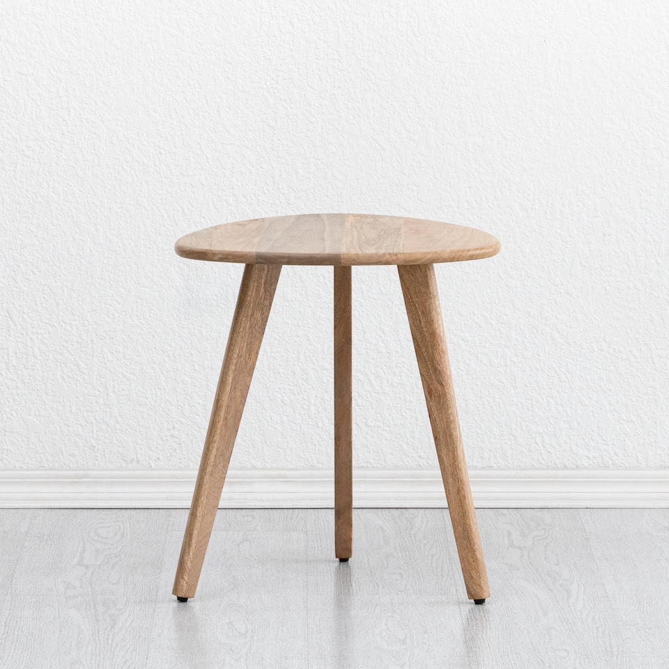 image 1 of MH London Armstrong Triangle Side Table Solid Mango Wood End Table
