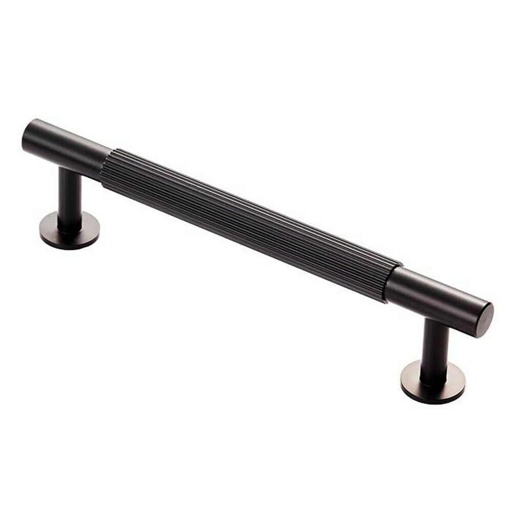 Loops Lined Bar Door Pull Handle - 158mm x 13mm - 128mm Centres - Matt Black