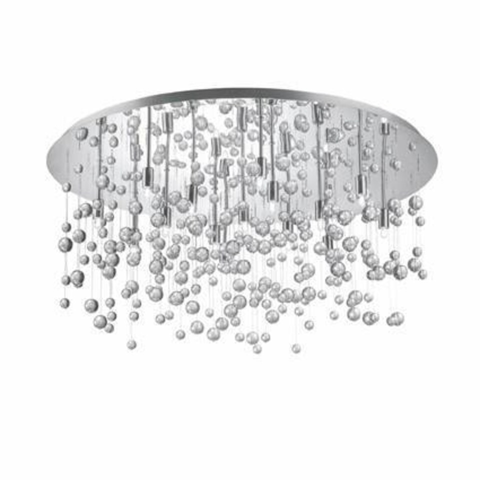 image 1 of Neve  15 Light Extra Large Glass Bubbles Semi Flush Ceiling Pendant Chrome, G9