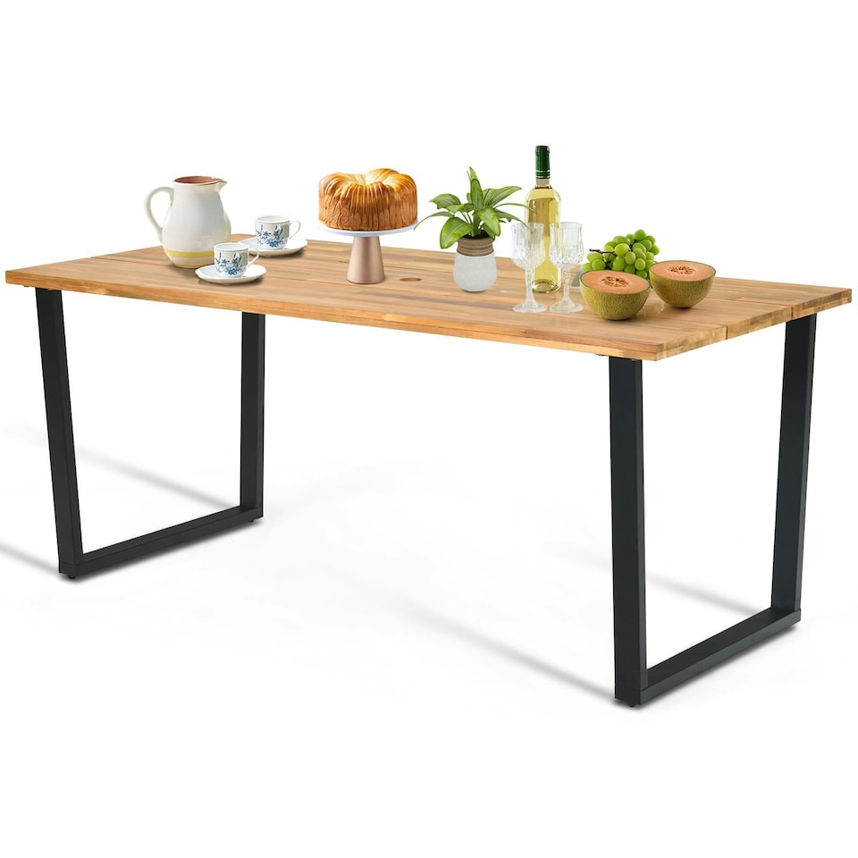image 1 of COSTWAY Patio Rectangle Dining Table 175 x 80cm Acacia Wood | Brown