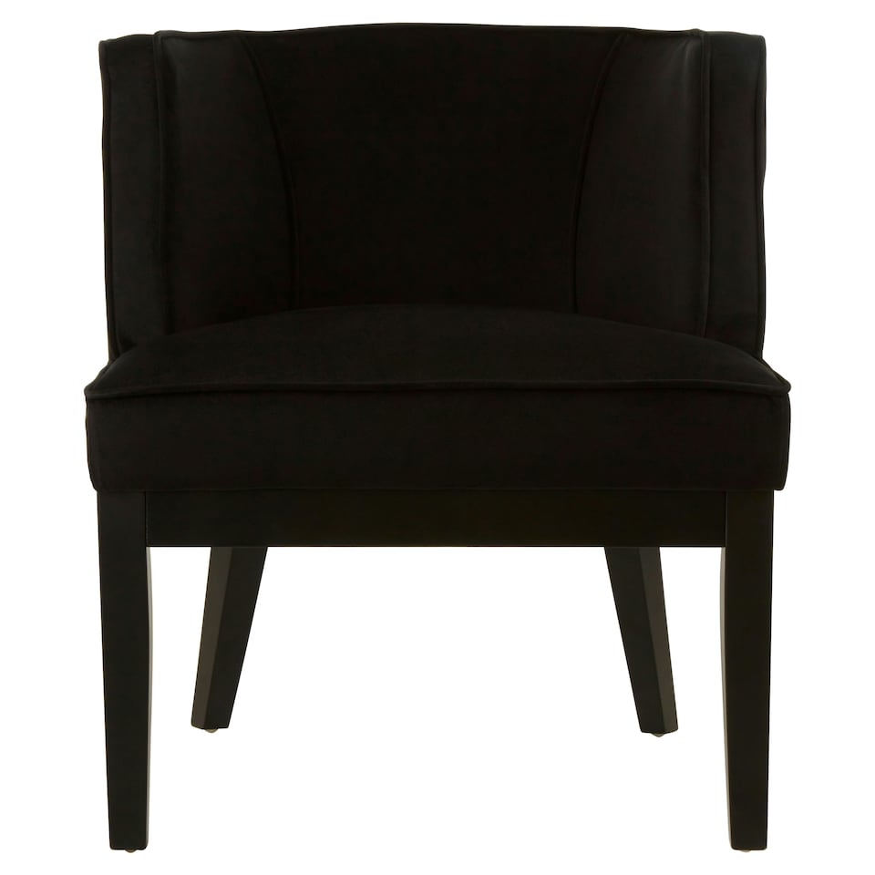 image 1 of Interiors by Premier Black Velvet Chair, Supportive Backrest Lounge Chair, Easy to Clean Velvet Accent Chair, Space-Saving Small Chair