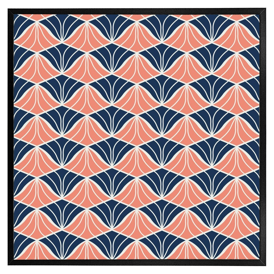 image 1 of Navy & pink geometric shells (Picture Frame) Grey | XL