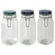 image 1 of Interiors by Premier Glass Storage Jar – 1050ml (Set of 3 Assorted Colours), Clear Glass Canisters with Airtight Clip-Top Lids