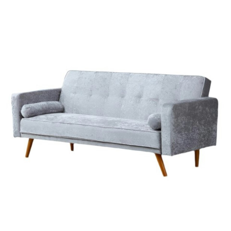 image 1 of STYLISH CRUSH VELVET FABRIC CLIC CLAC SOFA BED IN SILVER
