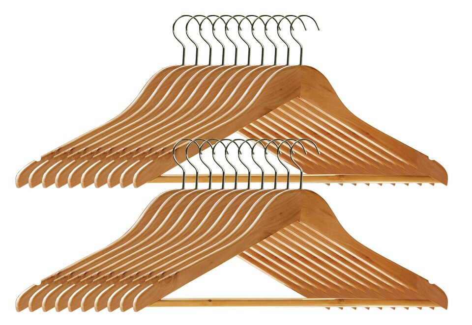 image 1 of Orsina Set of 20 Wooden Cloth Hangers, Garment Hangers With Metal Hooks & Shoulder Notches, Door Hanging Organiser