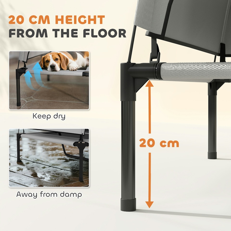 image 1 of PawHut Portable Elevated Dog Bed with Removable Canopy, 92 x 75 x 89 cm Grey | M