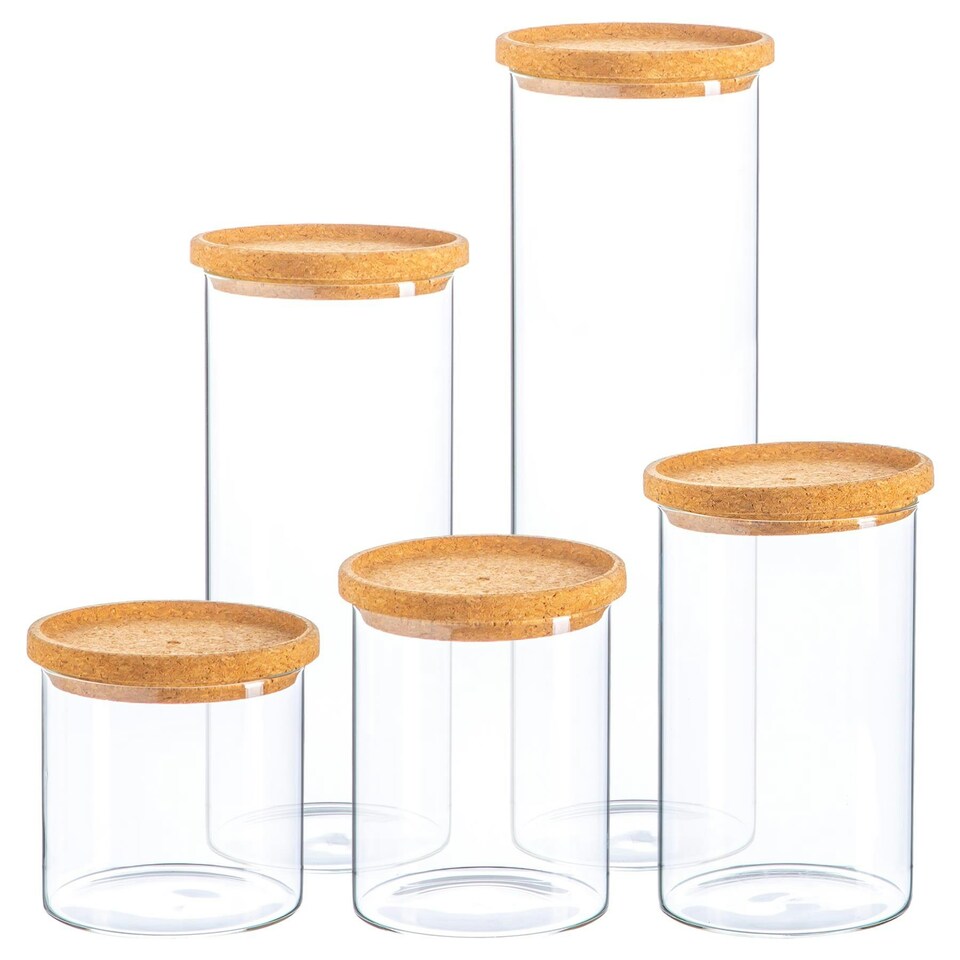 image 1 of Argon Tableware 5pc Scandi Storage Jar Set with Cork Lids