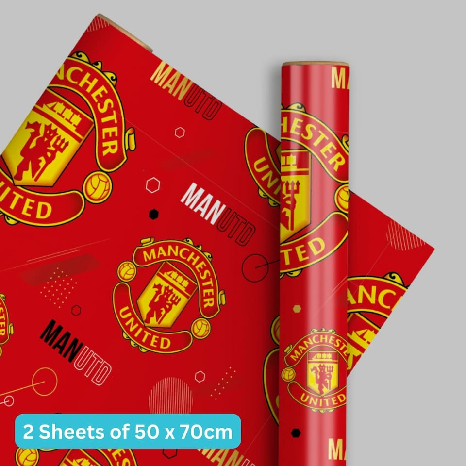 image 1 of Manchester United FC 2 Sheets & 2 Tags Gift Wrap