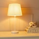 image 1 of ValueLights Charlie White Stem Table Lamp Beige Taper Shade Cream