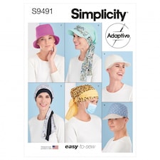 Simplicity 9491 Paper Sewing Pattern – Women’s Headwear, Size A (S–M–L), Easy