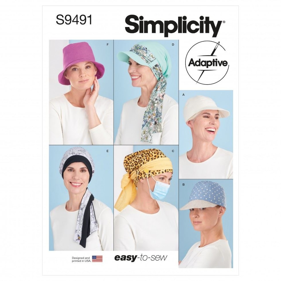 image 1 of Simplicity 9491 Paper Sewing Pattern – Women’s Headwear, Size A (S–M–L), Easy