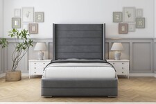 Sloomy Sterling Armour Coniston Bed Frame With Mattress With 50" Upholstered Wingback Headboard 2'6 Small Single