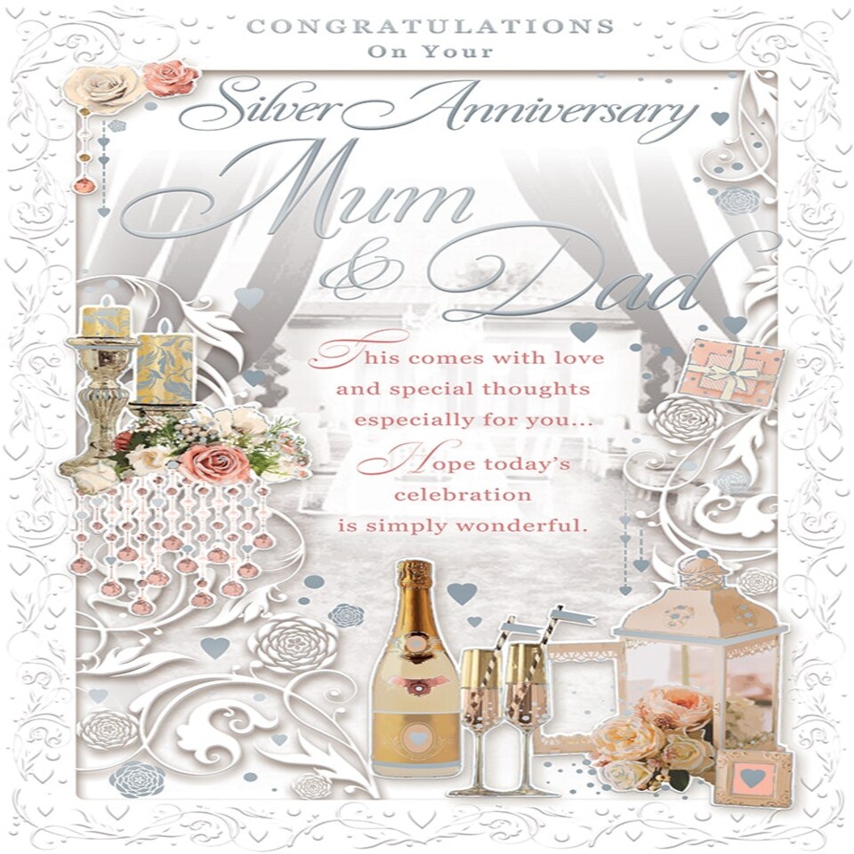 image 1 of Congratulations On Your Silver Anniversary Mum & Dad Opacity Card