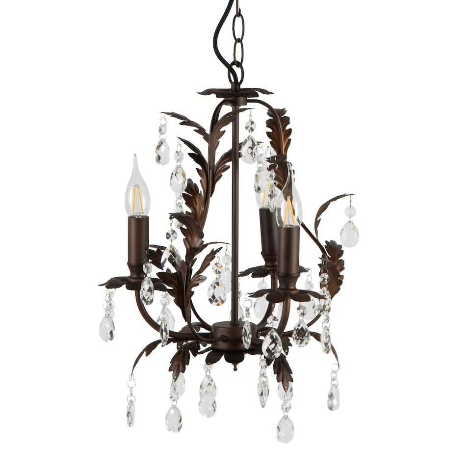 image 1 of BHS Cristalo 3 Light Chandelier, Bronze