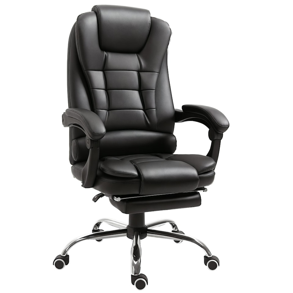 image 1 of HOMCOM PU Leather Executive Office Chair with Retractable Footrest, Brown