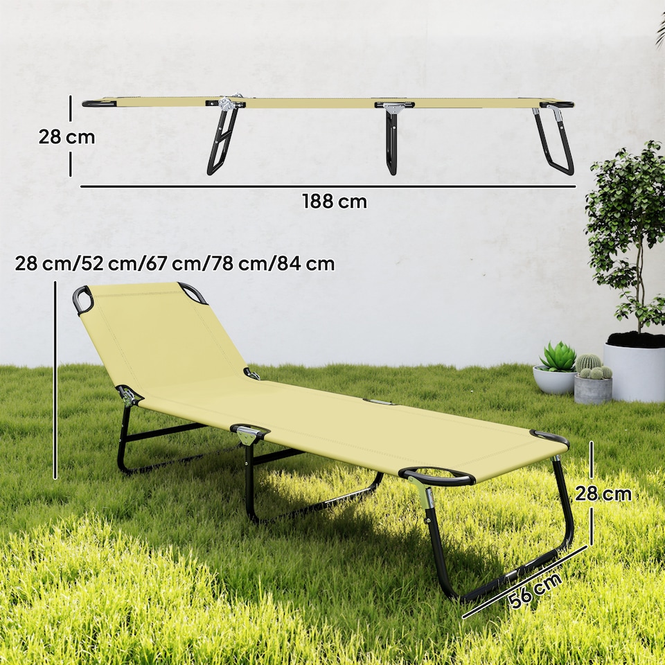 image 1 of Outsunny Folding Lounge Chair Outdoor Chaise Lounge for Bench Patio