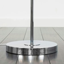 ValueLights Jaspa Polished Silver Floor Lamp with Medium Black Tapered Shade and LED Bulb