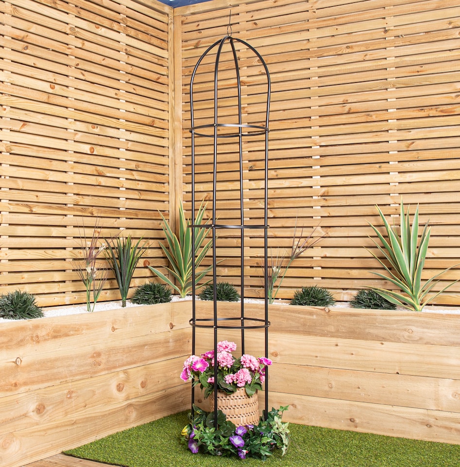 image 1 of 1.9m Metal Garden Patio Obelisk Trellis for Climbing Plants