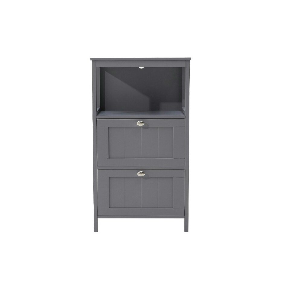image 1 of Living and Home Compact Wooden Bathroom Cabinet with Drawers - Grey