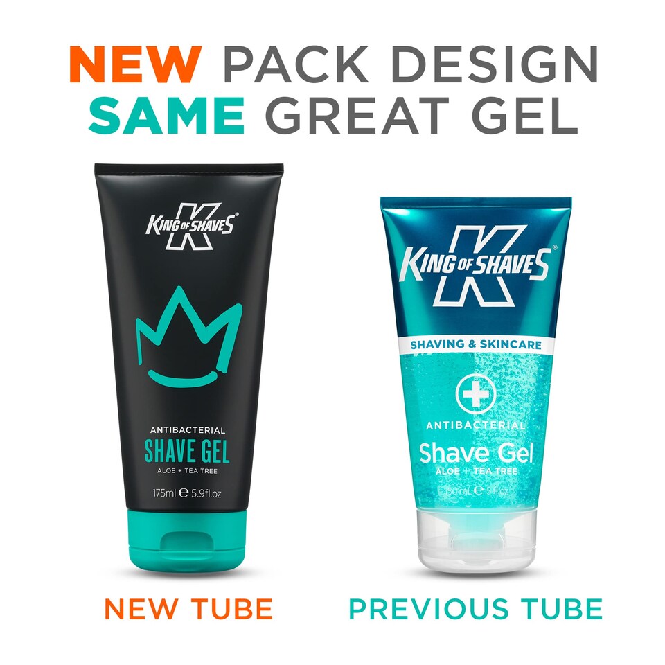 image 1 of King of Shaves Antibacterial Shaving Gel for Men, Low Foam for A Precise Shave, Suitable for All Skin Types, Clear Shaving Gel For Men, 2x175ml