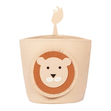 OHS Kids Round Lion Felt Toy Storage Organiser Basket - Brown