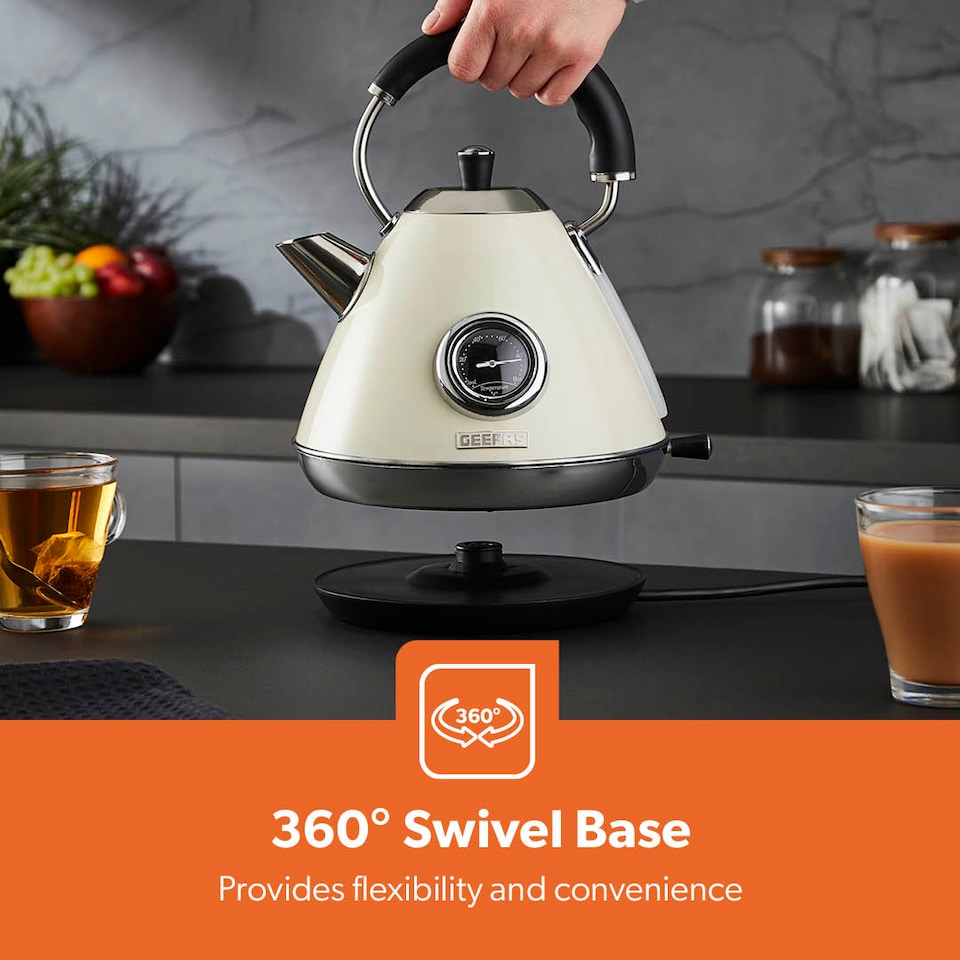 image 1 of GEEPAS 1.7L Electric Kettle & 4 Slice Bread Toaster Kitchen Combo Set | Cream Retrovive | Cream