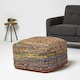 image 2 of Homescapes Multicolour Chindi Design Bean Filled Pouffe Large - 60 x 60 x 30 cm | Multi | 60 x 60 x 30 cm