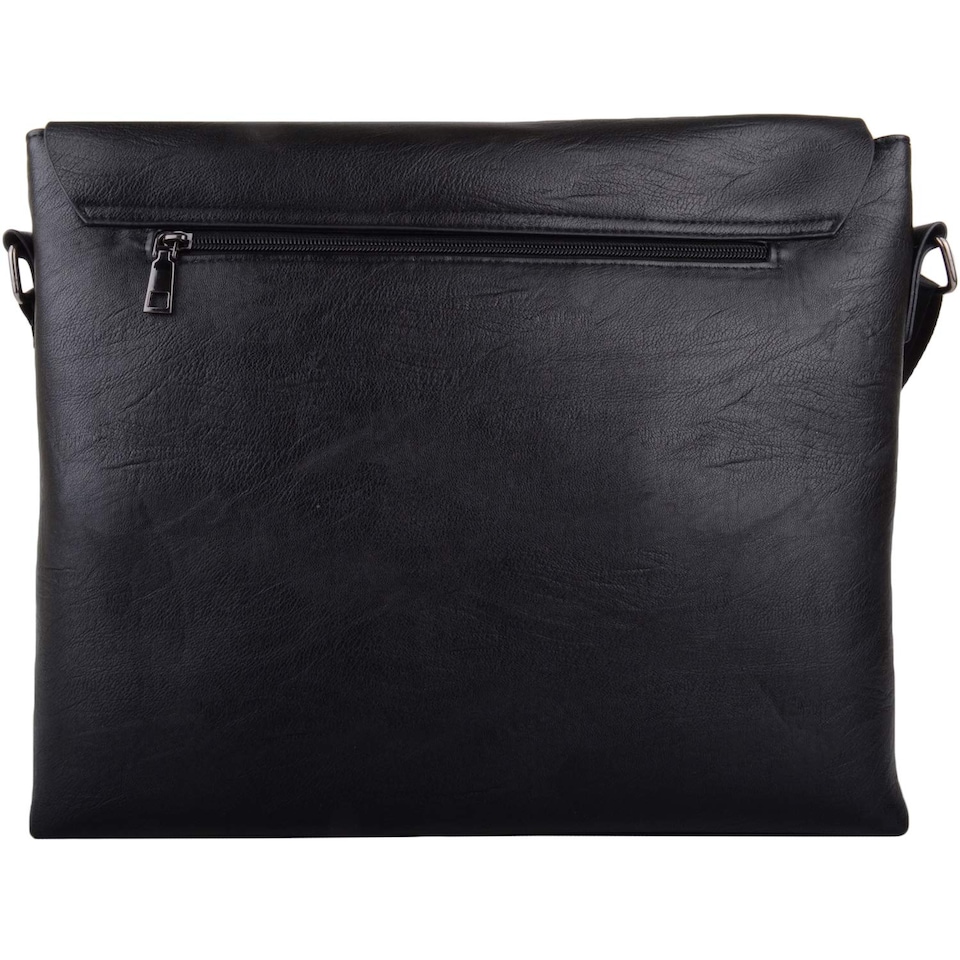 image 1 of Lorenz Mens Soft Genuine Leather Large Professional Work / Travel Messenger Bag | Black | Black