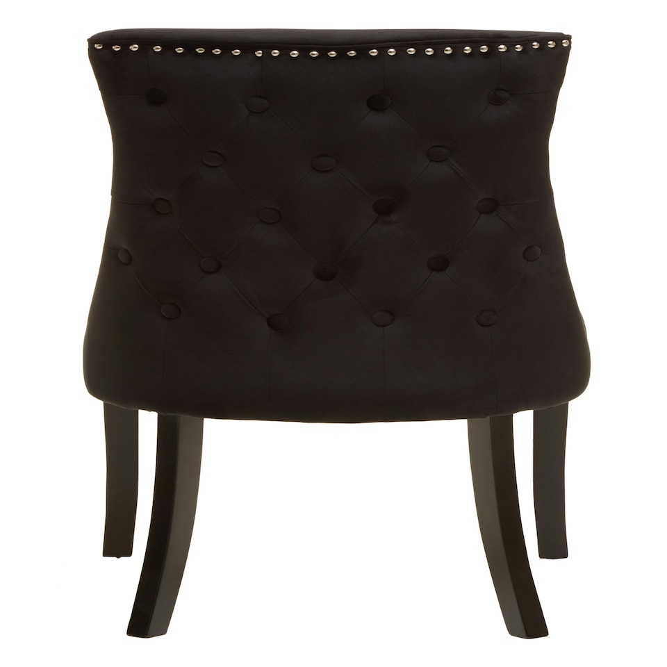 image 1 of Interiors by Premier Black Velvet Dining Chair, Curved High Back Office Chair, Aesthetic Velvet Accent chair for Living Room