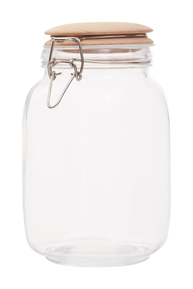 image 1 of Luca Square 1550ml Glass Jar With Wooden Lid