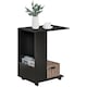 image 2 of HOMCOM Mobile Sofa Side Table C-Shape End Table with Storage and Casters for Laptop Coffee Snack, Black