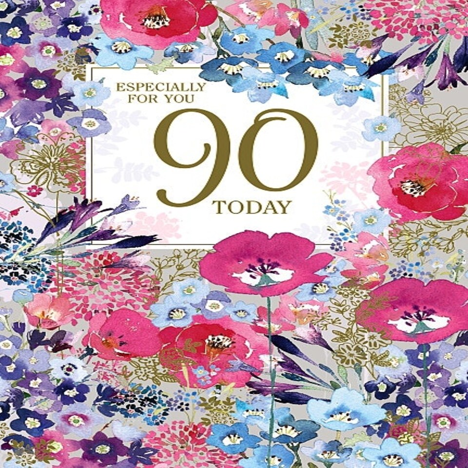 image 1 of 90th Birthday Card for Her with Gold Foiling Poppies