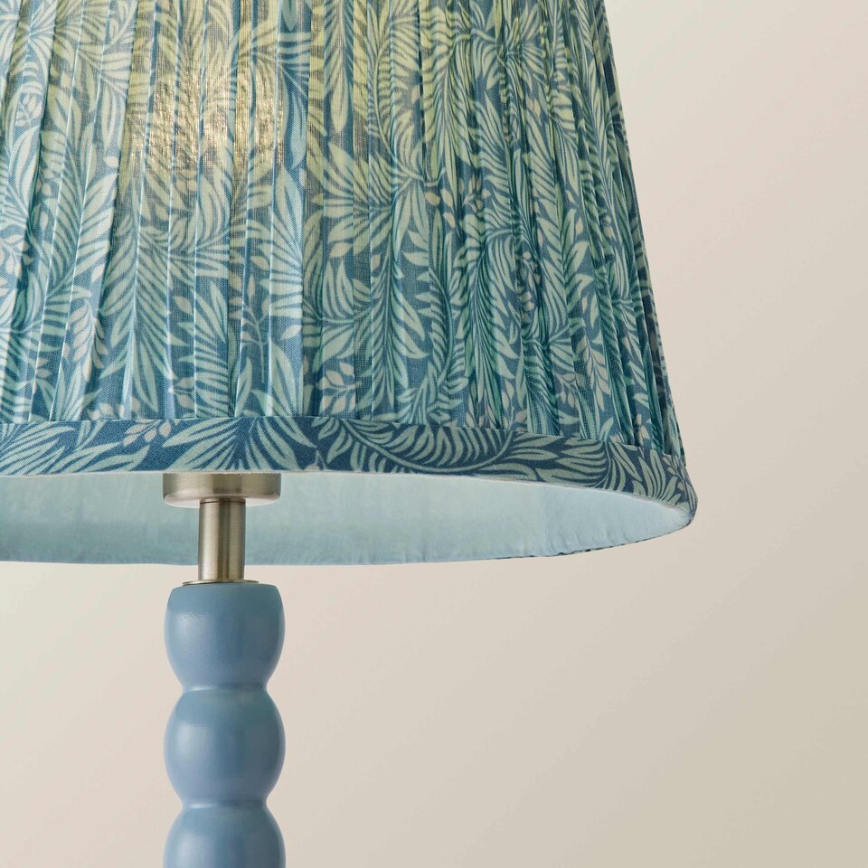 image 1 of ValueLights Bobbin Pastel Blue Table Lamp Leaf Pleated Shade