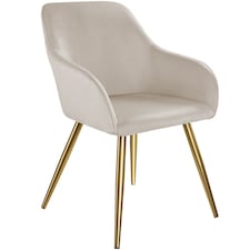 Chair Marilyn with Velvet Cover, Gold Steel Legs and Plush Padding | Grey | taupe/gold | One Size | 1