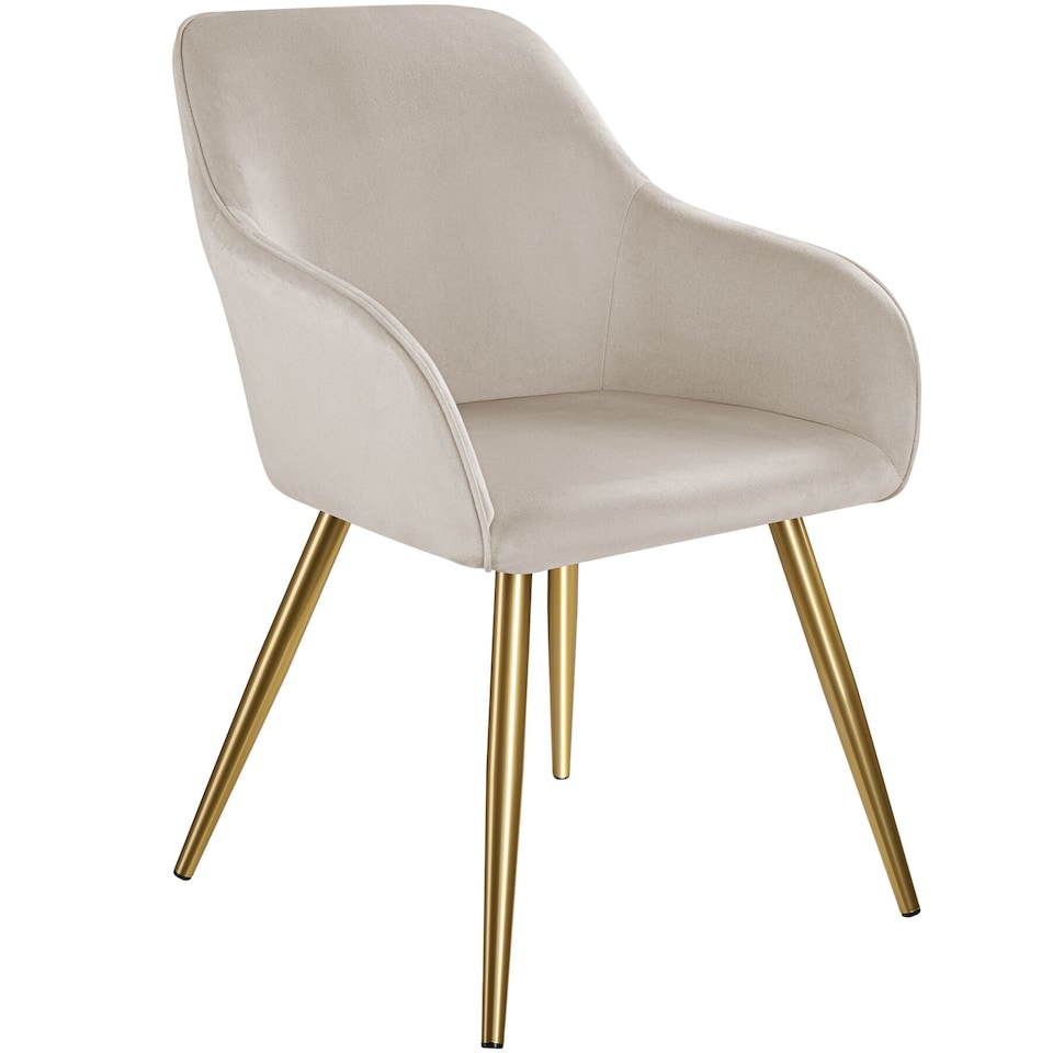 image 1 of Chair Marilyn with Velvet Cover, Gold Steel Legs and Plush Padding | Grey | taupe/gold | One Size | 1