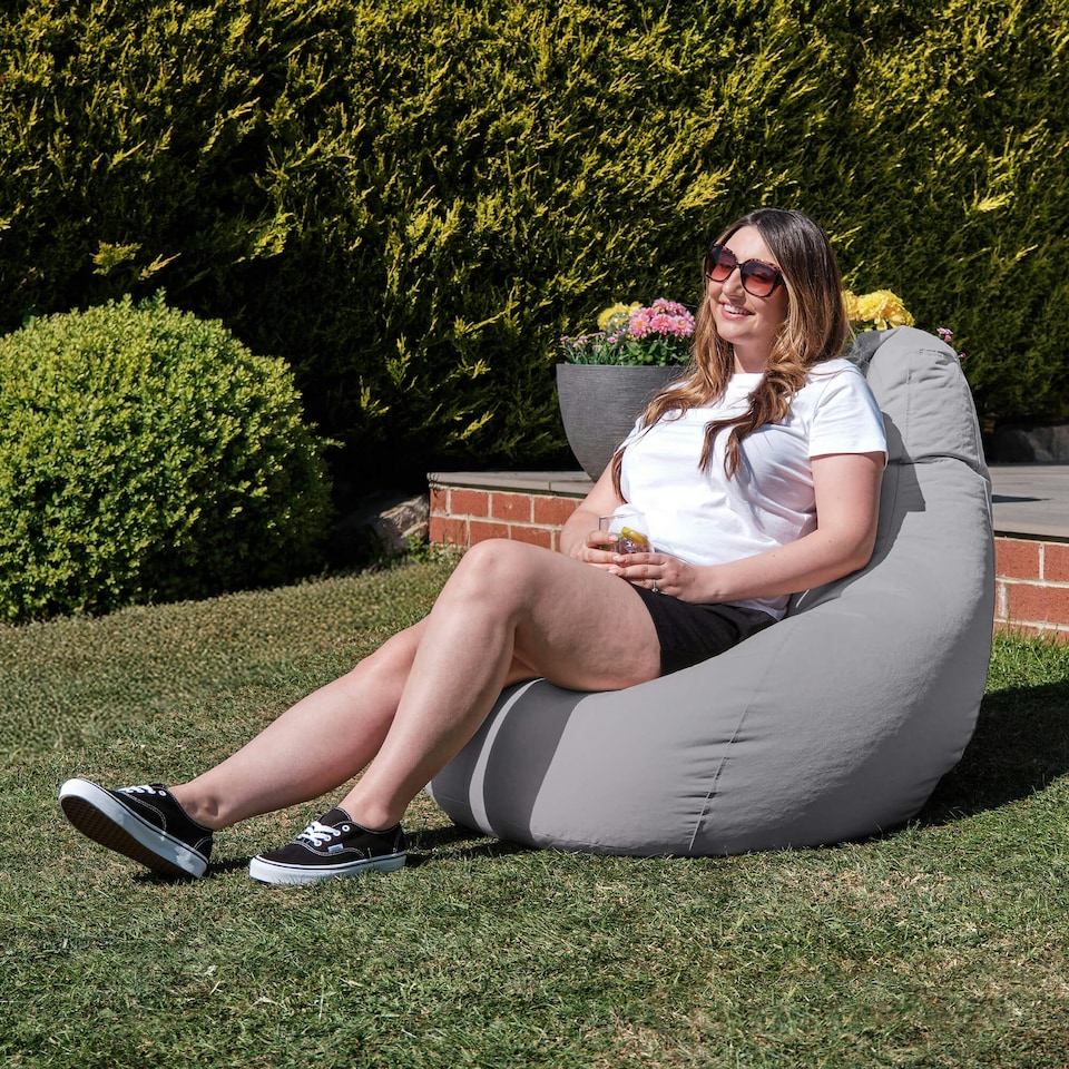 image 1 of icon Recliner Indoor Outdoor Bean Bag Grey Bean Bag Chair Grey