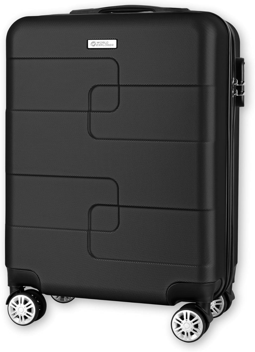 Straame 55x40x20 cm Black Cabin Suitcase, 360° Spinner Wheels