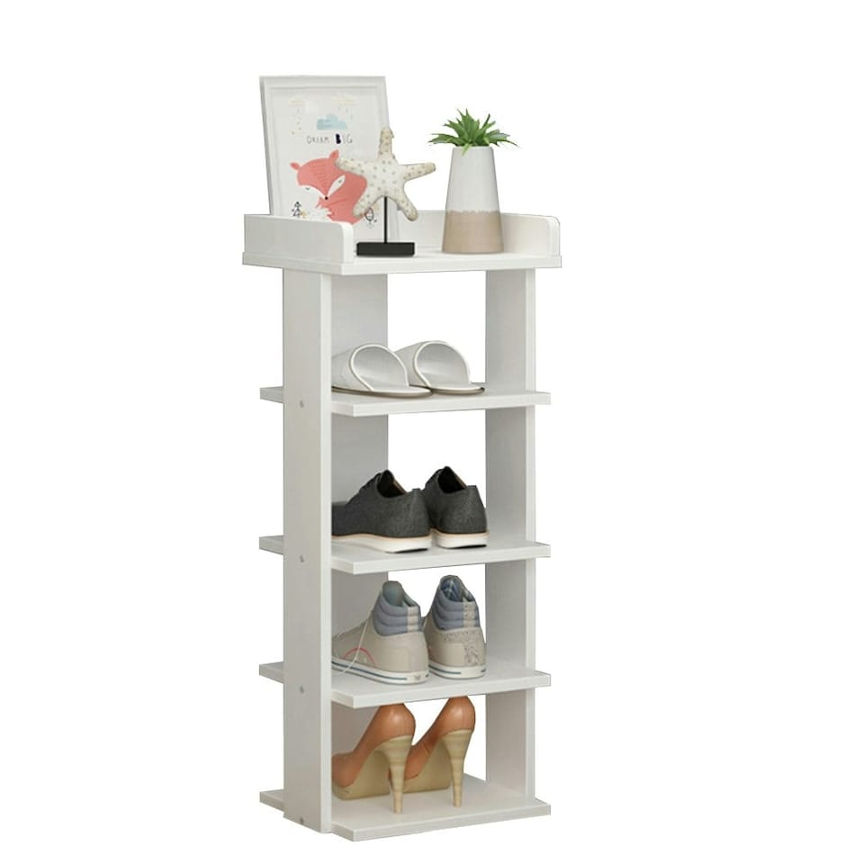 image 1 of Living and Home 5-Tier Shoe Rack Stand Shelf Space Saving - White
