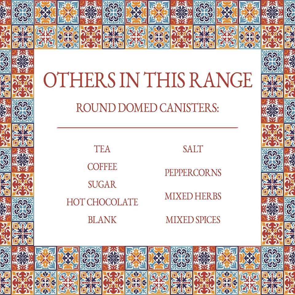image 1 of Moroccan Tile Peppercorn Canister - Small Domed Lid Kitchen Storage Jar
