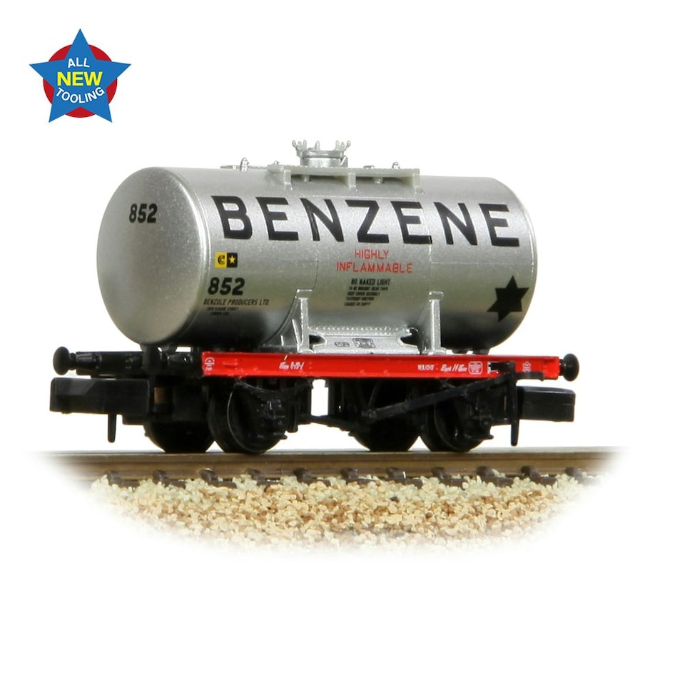 Graham Farish 14t Anchor-Mounted Tank Wagon Benzene Silver 852