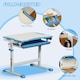 image 4 of HOMCOM Kids Desk and Chair Set Adjustable Tiltable with Drawer Pen Slot Hook Blue
