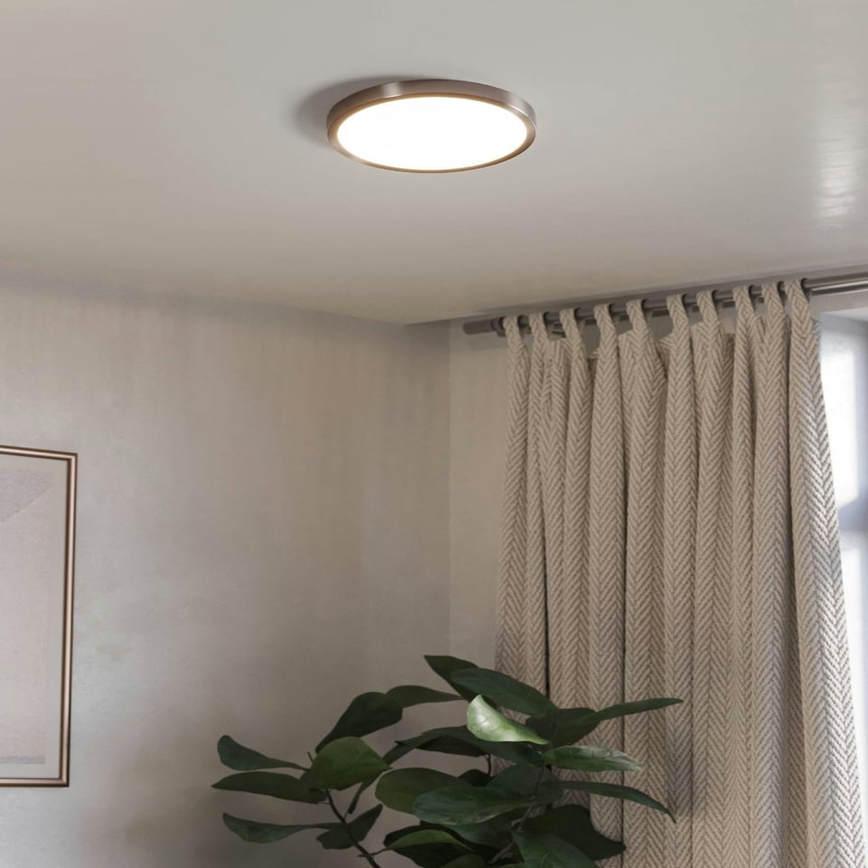 image 1 of EGLO Fueva 6 Silver Steel & Plastic LED CCT Technology Flush Ceiling Light Gold | Satin Nickel