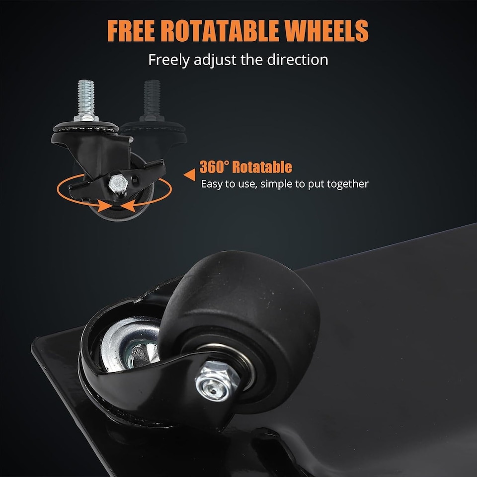image 1 of London Boutique 4-Pack Heavy-Duty Car Dollies, 6000 lbs Capacity, 360° Swivel Nylon Wheels with Brakes for Cars, Black