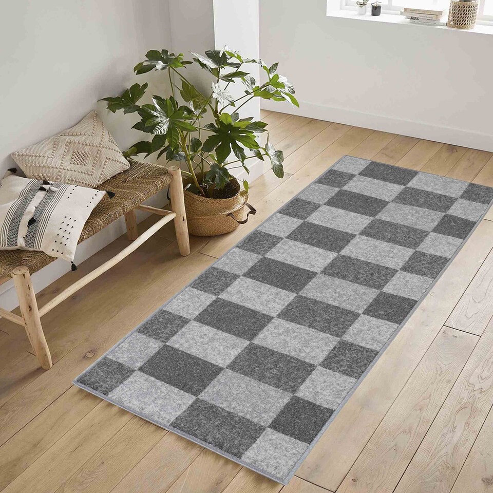 image 1 of Machine Washable Square Design Anti Slip Doormats - Runners
