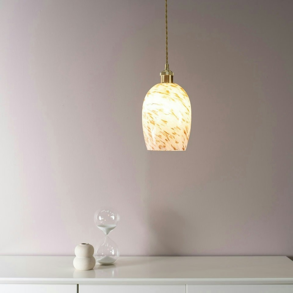 image 1 of ValueLights India White Confetti Glass with Gold Fitting Easy Fit Lamp Shade