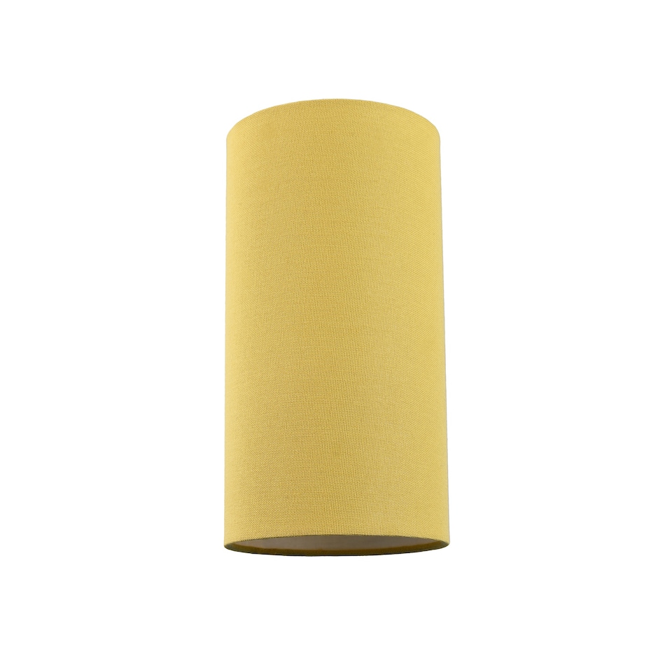 image 1 of Contemporary and Stylish Mustard Ochre Linen Fabric Tall Cylindrical Lampshade | Yellow | 10"
