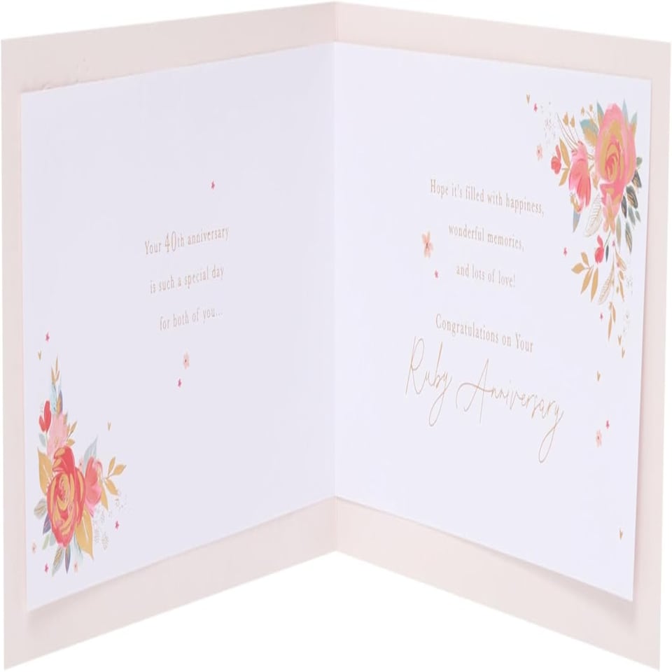 image 1 of Gold Text Design 40th Wedding Anniversary Congratulations Card