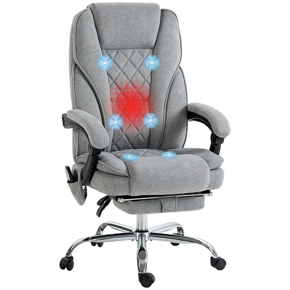 image 1 of Vinsetto Massage Office Chair, Heated Reclining Desk Chair, Grey